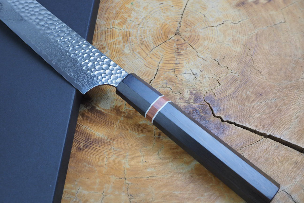 残心 Zan Shin® San - Ginsan Silver-3 Steel Nickel Damascus Sujihiki (Carving/Slicer) 27cm