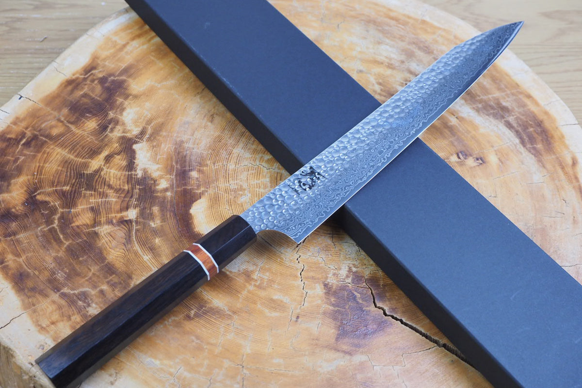 残心 Zan Shin® San - Ginsan Silver-3 Steel Nickel Damascus Sujihiki (Carving/Slicer) 27cm