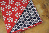 "Furoshiki" Wrapping Cloth - Fuku-Musabi Reversible Ume/Shochiku Red/Navy (104cm x104cm)