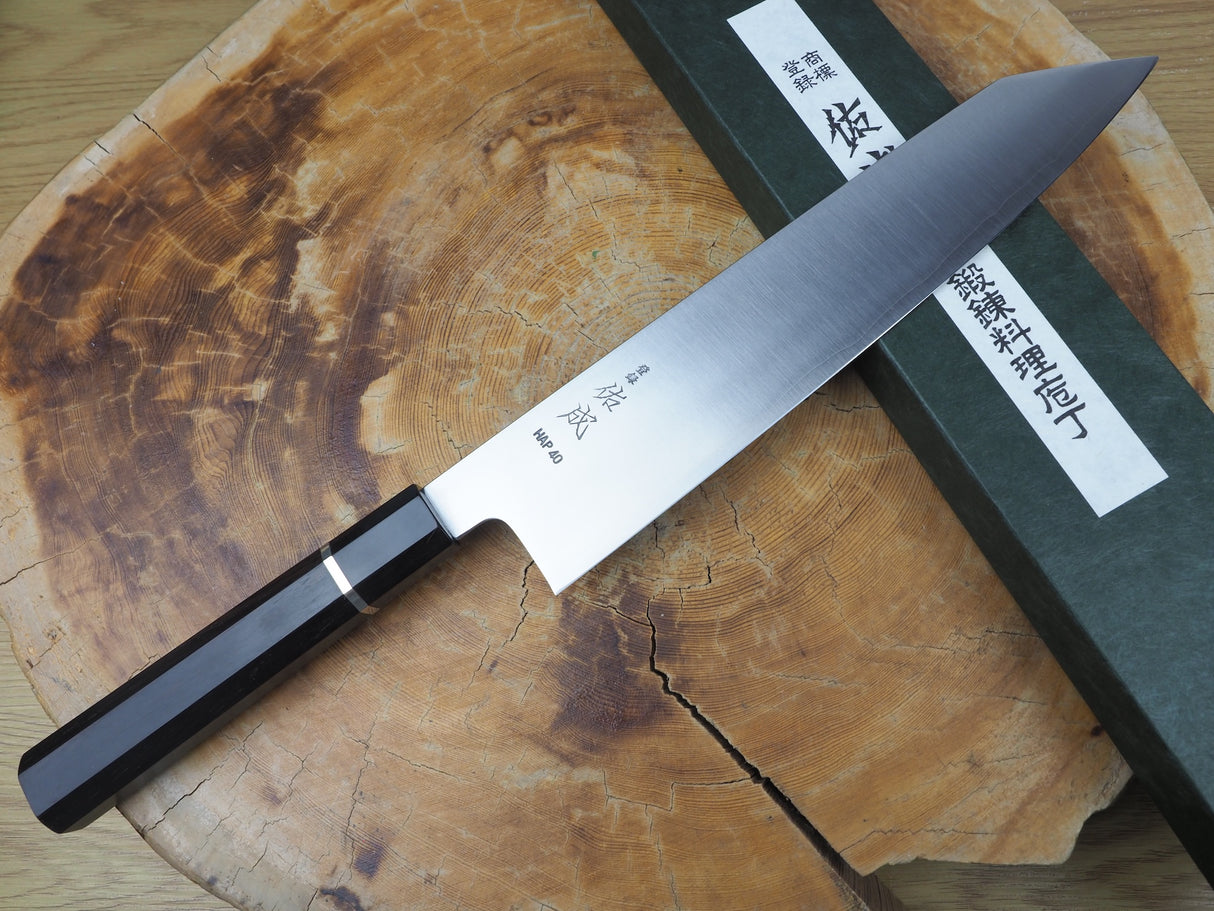 Sukenari HAP40 Powdered High Speed Steel Kiritsuke (K-tip) Gyuto Chef's knife 21cm/24cm/27cm with Ebony Handle