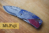 Money Clip Knife - UKIMON Ukiyo-e Prints Damascus VG10 Core Steel (Mt.Fuji/Blue Wave/Cherry Blossom/Camellia)