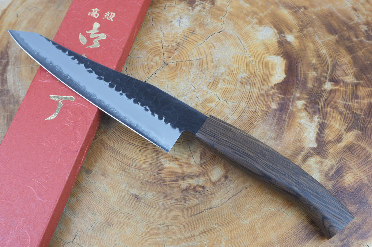 Sakai Jikko "Joker" Kurouchi Wa-Petty Knife Blue Super Steel with Hammered Finish (13.5cm)