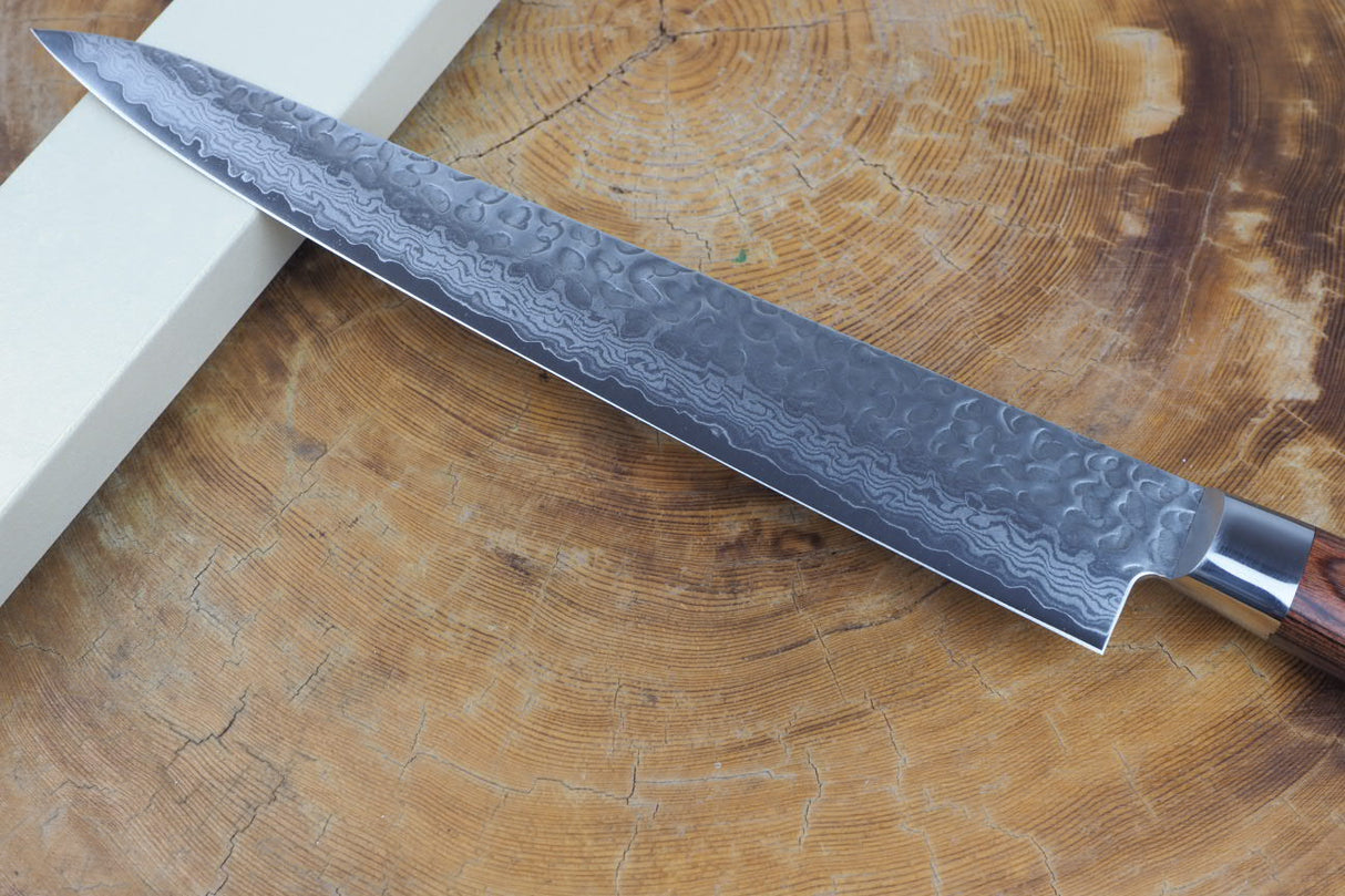 Sakai Jikko "Sujihiki" Slicer/Carving Knife VG10 Core and Damascus Steel with hammered finish (24cm)