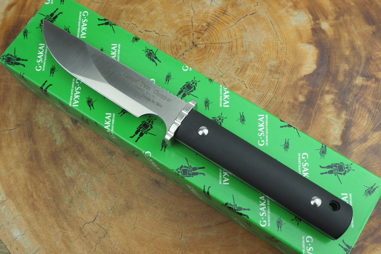 Outdoor Knife - Campin' Twin Chopper Fixed VG10 Steel with FRN Handle (Belt Clip Sheath Included)