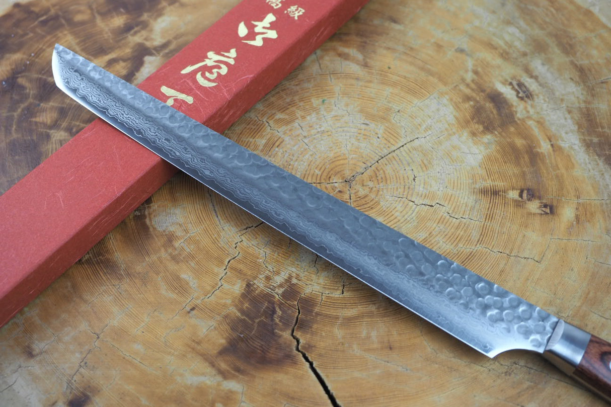 Sakai Jikko VG10 Core Damascus Steel Double-edged Sashimi (Sakimaru) knife 30cm