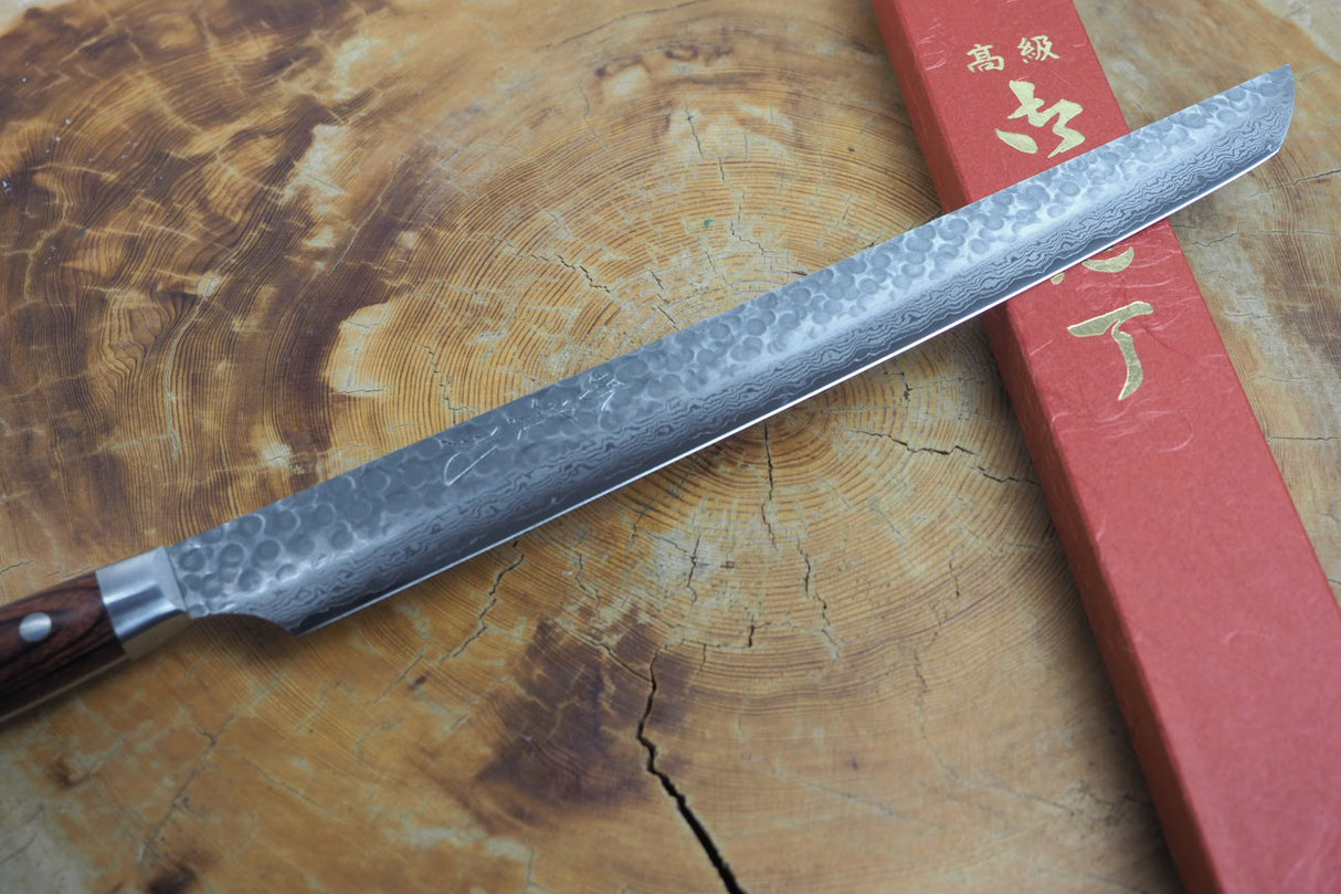 Sakai Jikko VG10 Core Damascus Steel Double-edged Sashimi (Sakimaru) knife 30cm