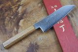 Sakai Jikko "Loco Damascus" Wa-Santoku Knife VG10 Mirror-Polished Nickel Damascus with Japanese Oak Handle (16.5cm)