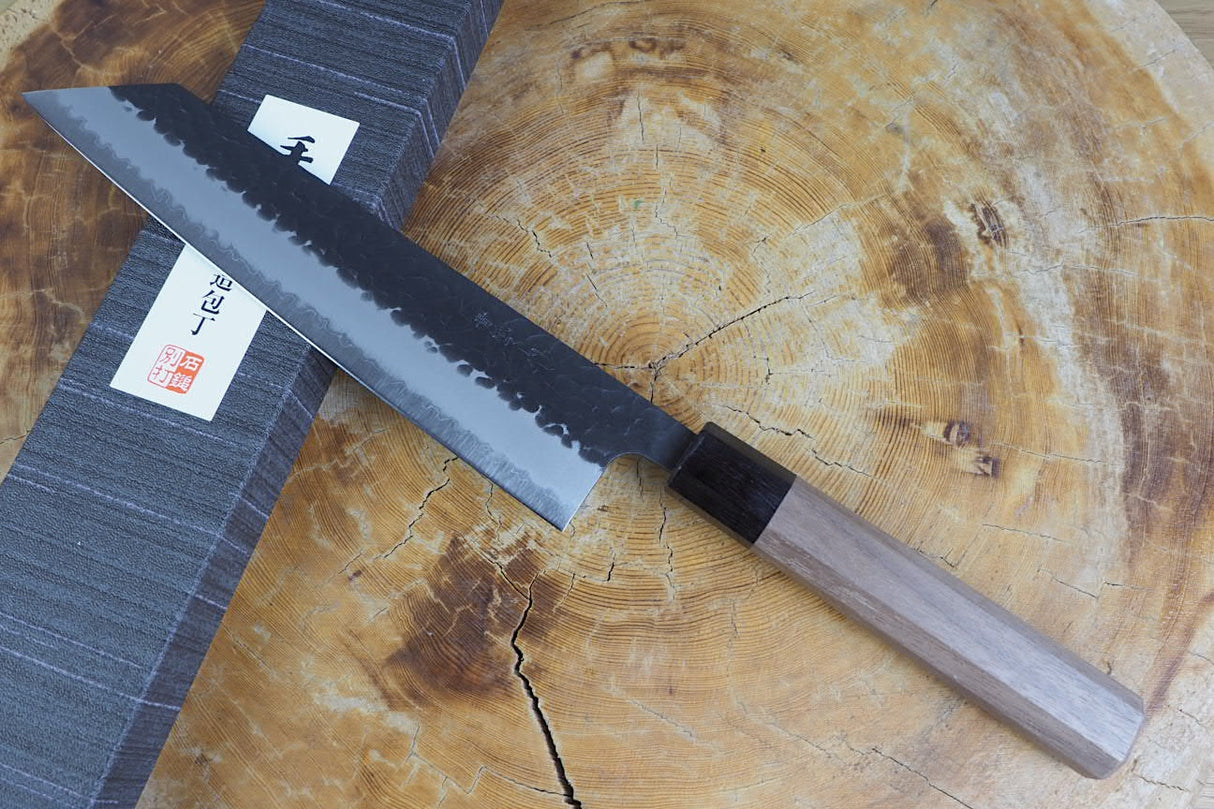 Ishizuchi (from Tosa) - Blue Super Kurouchi Hammered Pattern Kiritsuke Gyuto (21cm/24cm)