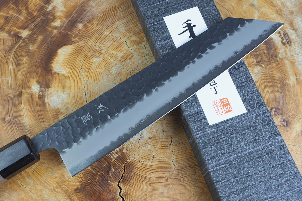 Ishizuchi (from Tosa) - Blue Super Kurouchi Hammered Pattern Kiritsuke Gyuto (21cm/24cm)