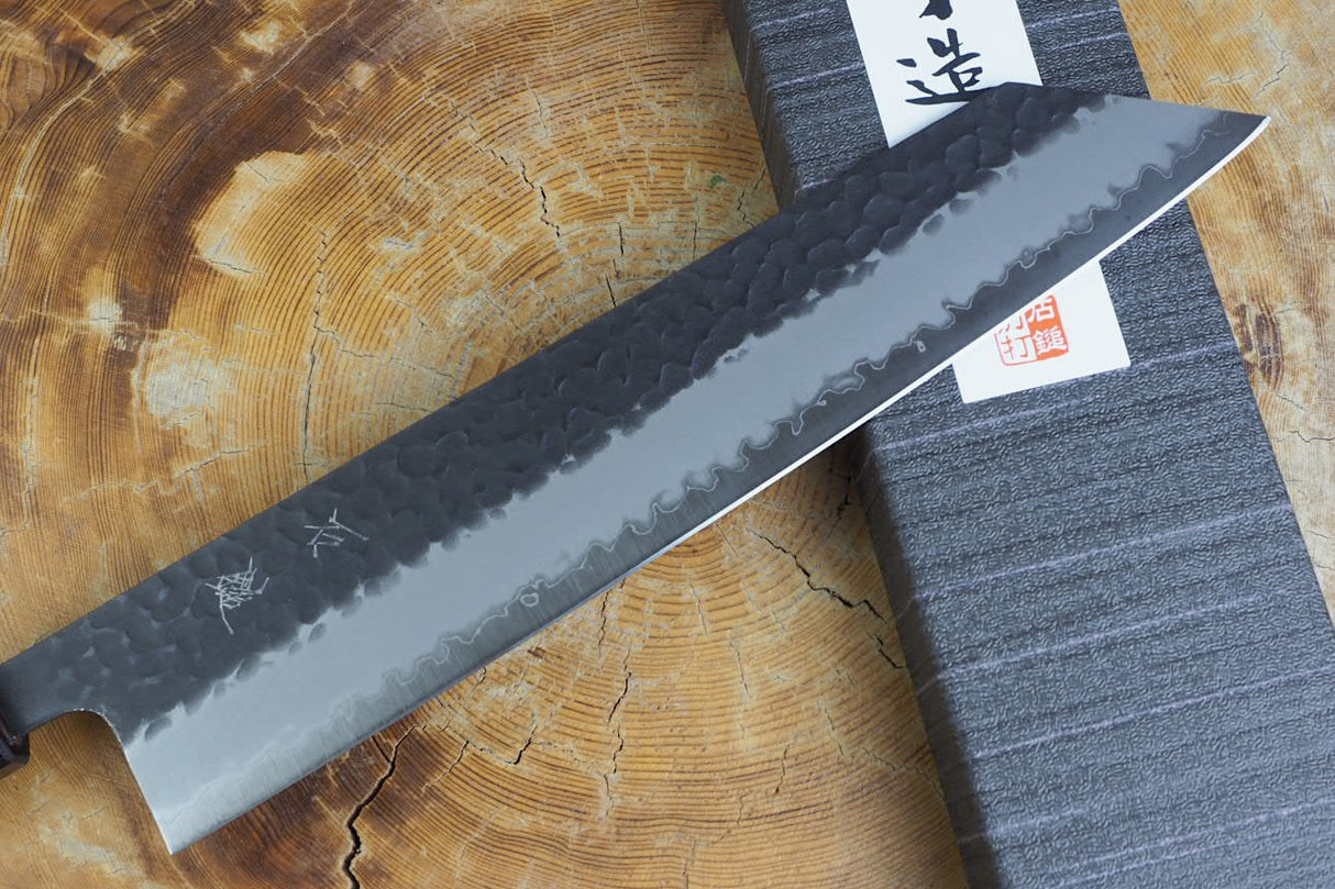 Ishizuchi (from Tosa) - Blue Super Kurouchi Hammered Pattern Kiritsuke Gyuto (21cm/24cm)