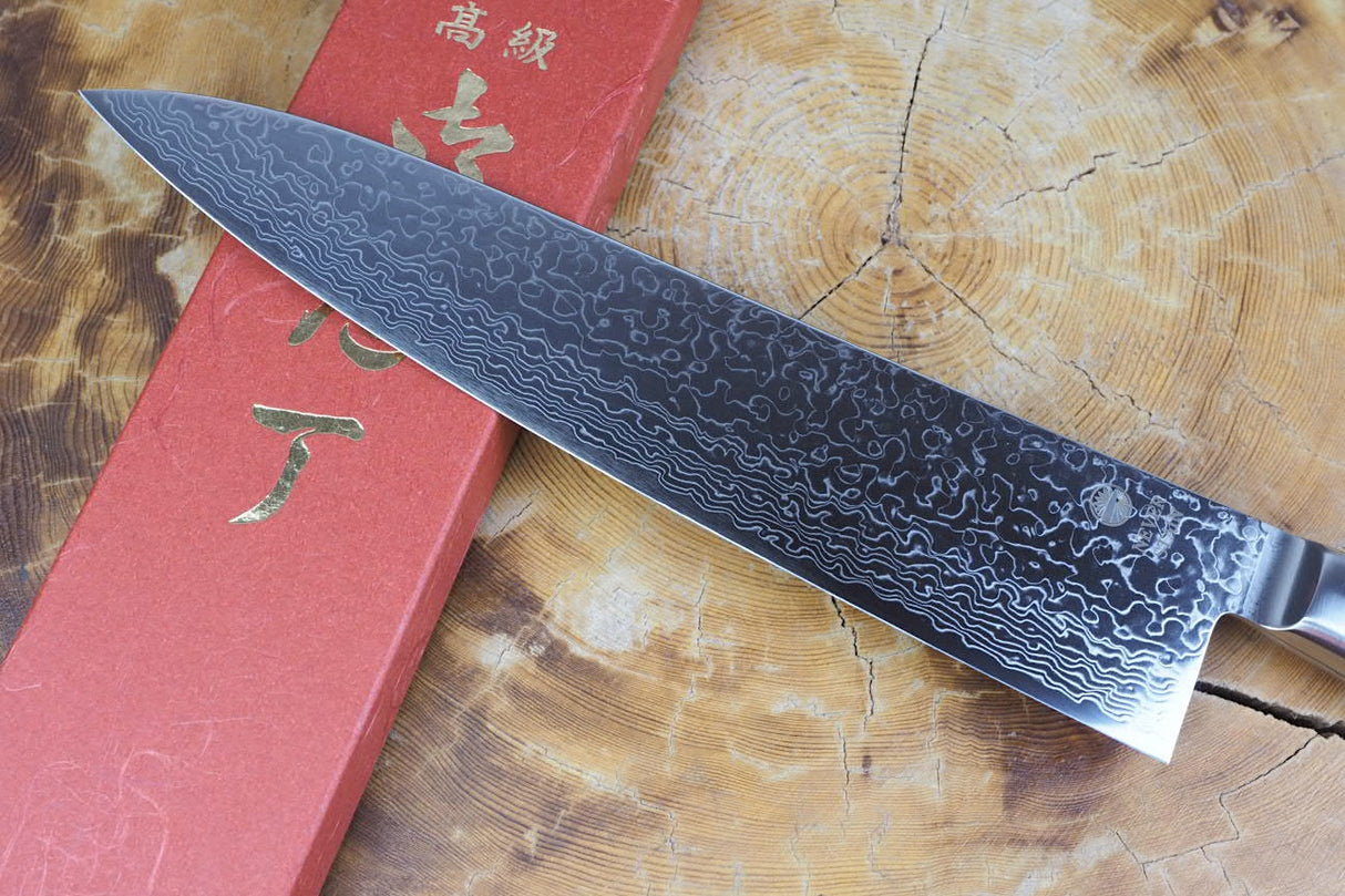 Sakai Jikko "Never Stain" Gyuto SG2 Powdered High Speed Steel Damascus with Hammered Finish (21cm/24cm)