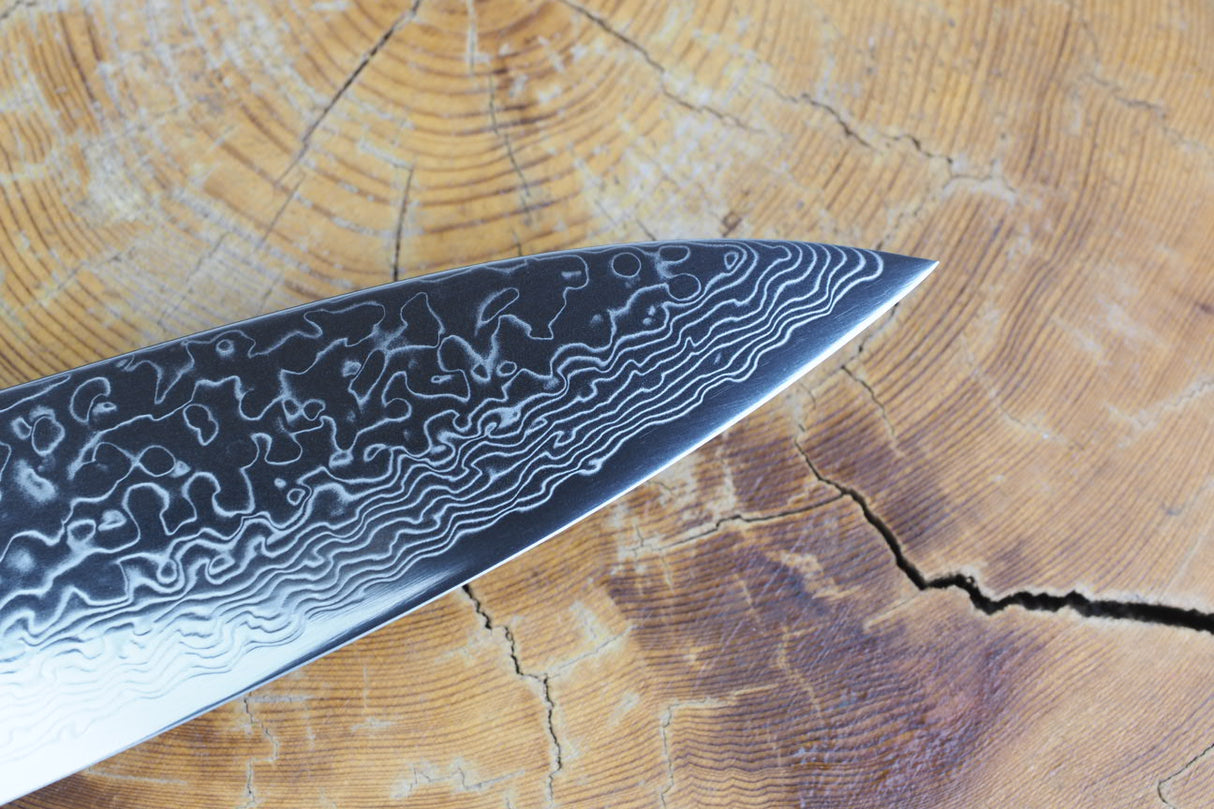 Sakai Jikko "Never Stain" Gyuto SG2 Powdered High Speed Steel Damascus with Hammered Finish (21cm/24cm)
