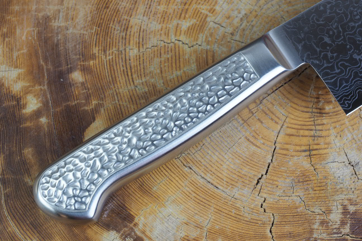 Sakai Jikko "Never Stain" Gyuto SG2 Powdered High Speed Steel Damascus with Hammered Finish (21cm/24cm)