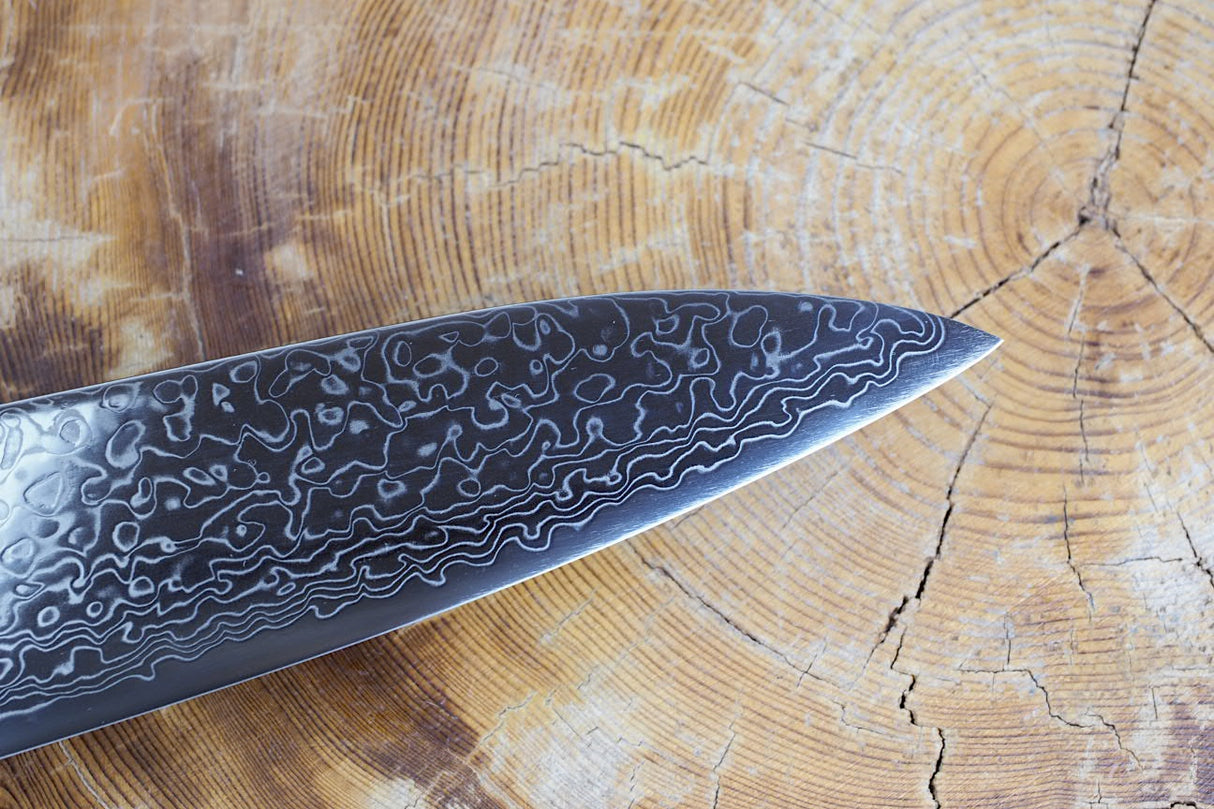 Sakai Jikko "Never Stain" Gyuto SG2 Powdered High Speed Steel Damascus with Hammered Finish (21cm/24cm)
