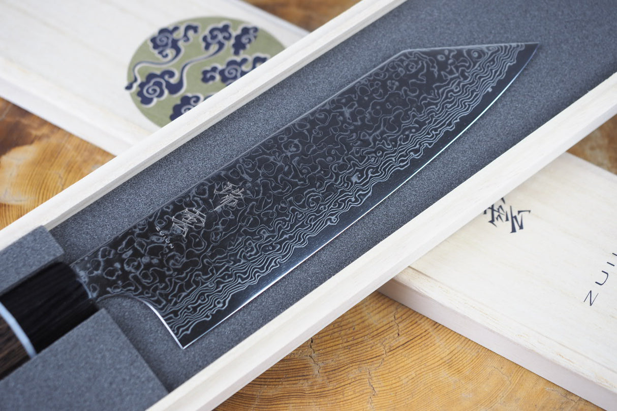 Seki Kanetsugu - Zuiun Santoku SG2 High Speed Powdered Steel Kiritsuke (K-tip) 18cm (custom sheath included)