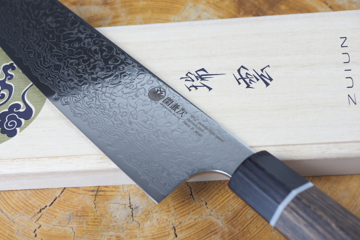 Seki Kanetsugu - Zuiun Santoku SG2 High Speed Powdered Steel Kiritsuke (K-tip) 18cm (custom sheath included)