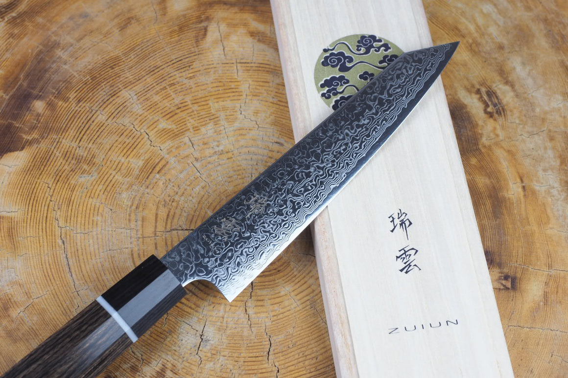 Seki Kanetsugu - Zuiun Petty SG2 High Speed Powdered Steel Kiritsuke (K-tip) 15cm (custom sheath included)