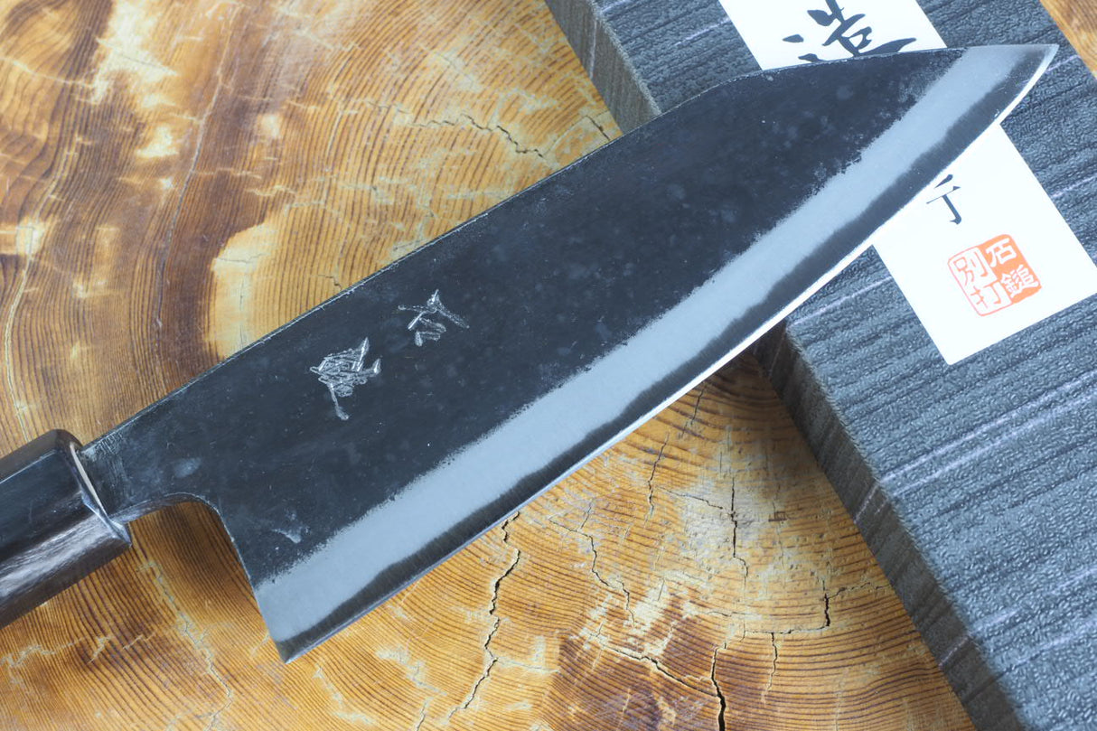 Ishizuchi (from Tosa) - Blue-2 Steel Kurouchi Double Edged Deba Knife (15cm/16.5cm/18cm)