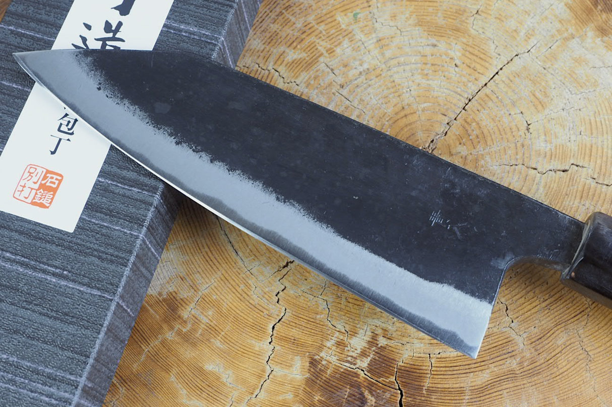 Ishizuchi (from Tosa) - Blue-2 Steel Kurouchi Double Edged Deba Knife (15cm/16.5cm/18cm)