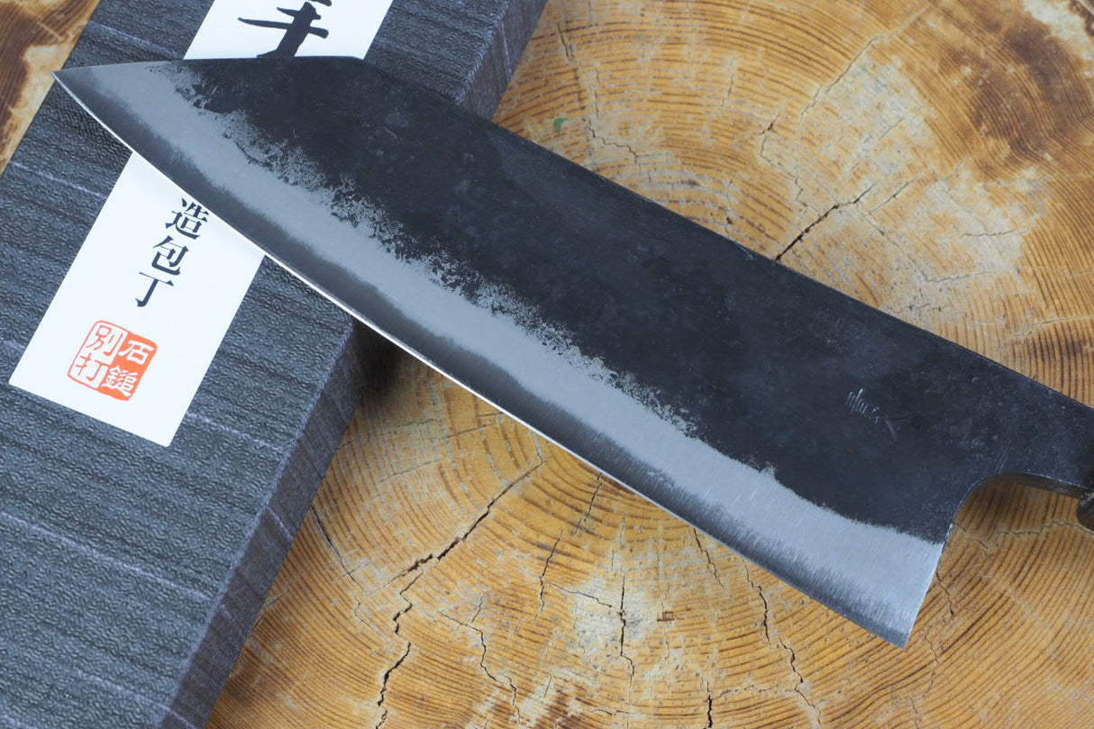 Ishizuchi (from Tosa) - Blue-2 Steel Kurouchi Double Edged Deba Knife (15cm/16.5cm/18cm)