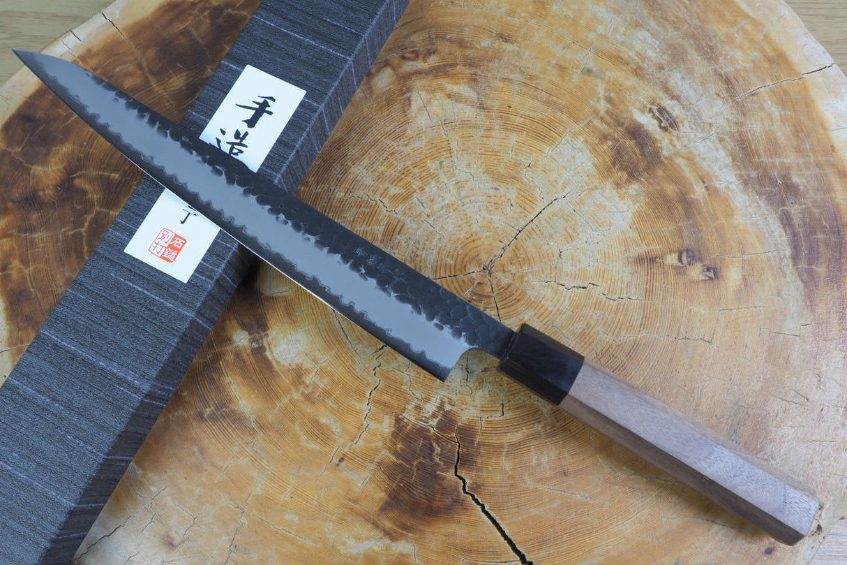 Ishizuchi (from Tosa) - Blue Super Kurouchi Hammered Pattern Sujihiki (24cm)