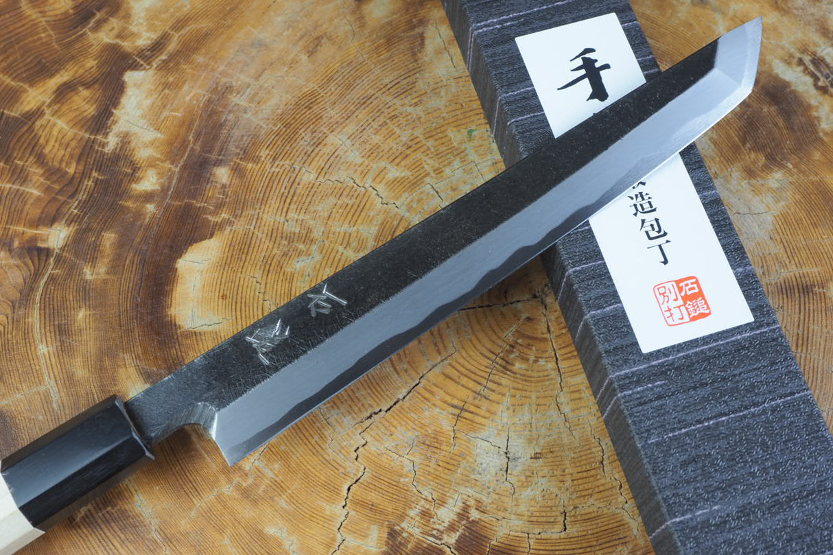 Ishizuchi (from Tosa) - Blue-2 Steel Kurouchi Sakimaru Sashimi Knife (21cm/24cm/27cm)