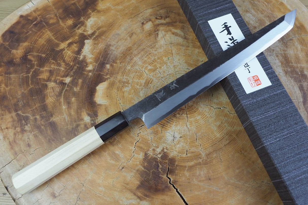Ishizuchi (from Tosa) - Blue-2 Steel Kurouchi Sakimaru Sashimi Knife (21cm/24cm/27cm)