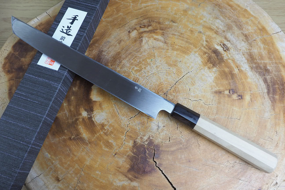 Ishizuchi (from Tosa) - Blue-2 Steel Kurouchi Sakimaru Sashimi Knife (21cm/24cm/27cm)