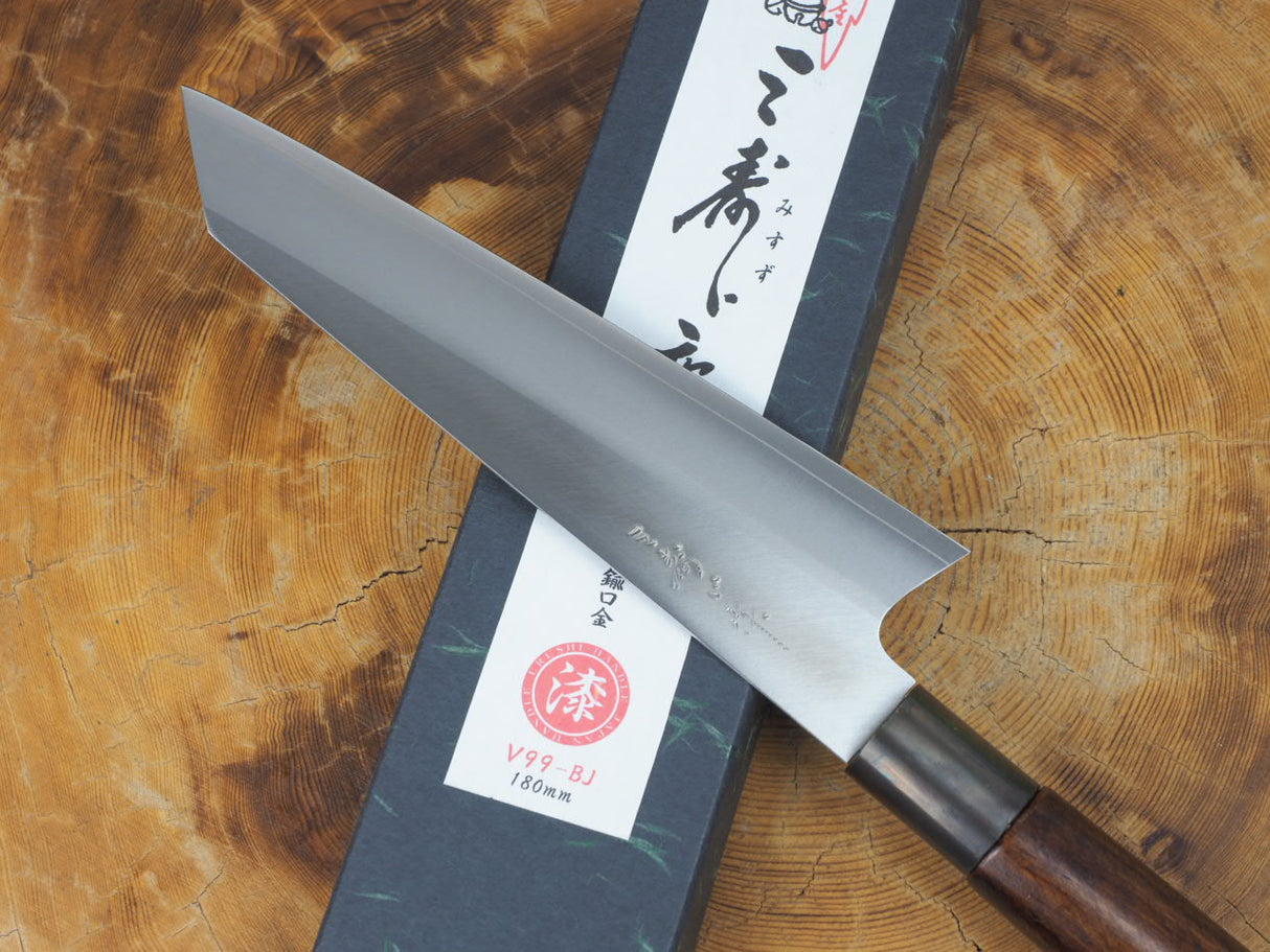 Misuzu VG10 Steel Bunka-Santoku (K-tip) Lacquer Coated Handle with Brass Bolster 18cm