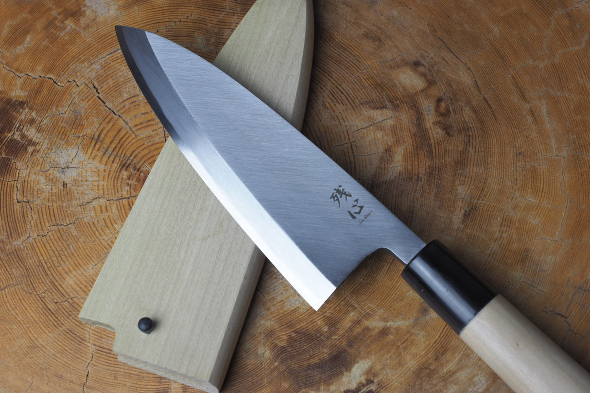 残心 Zan Shin White-2 Steel Deba Knife 13.5cm/15cm (including a wooden sheath)