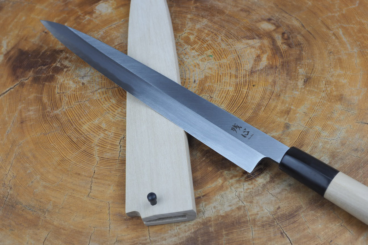残心 Zan Shin White-2 Steel Sashimi Yanagiba Knife 18cm/24cm (including a wooden sheath)