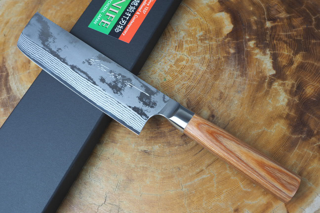 Kamo Knives - Hand Forged VG10 Damascus Nakiri Knife 16.5cm