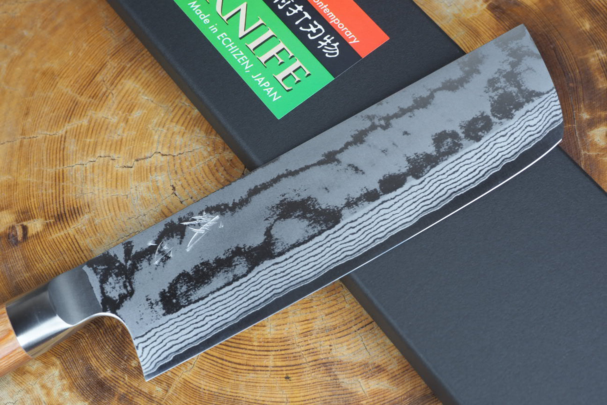 Kamo Knives - Hand Forged VG10 Damascus Nakiri Knife 16.5cm