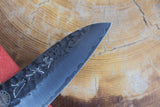 Sakai Jikko "Loco Black" Wa-Paring Knife VG10 Core Hammered Finish Black Japanese Oak Handle (9cm)