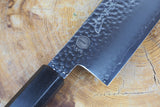 Sakai Jikko "Loco Black" Wa-Nakiri Knife VG10 Core Hammered Finish Black Japanese Oak Handle (16.5cm)