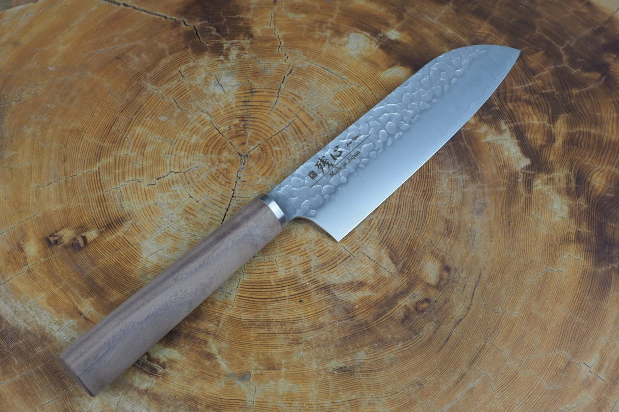 残心 Zan Shin SORA (from Seki) - VG10 Santoku Hammered Finish with Walnut Handle 16.5cm