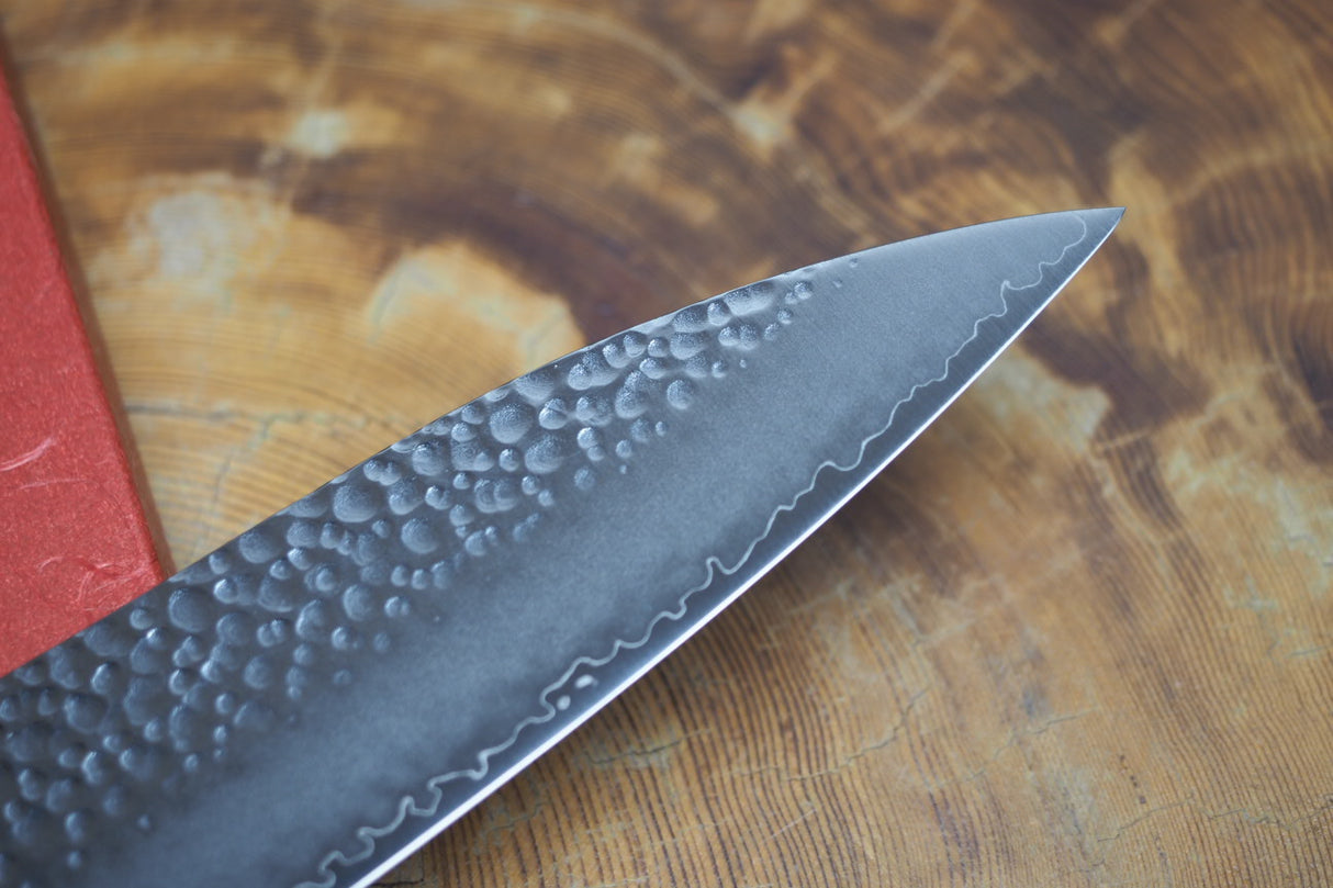 Sakai Jikko "Loco Black" Wa-Gyuto Chef's Knife VG10 Core Hammered Finish Black Japanese Oak Handle (21cm)