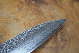 Sakai Jikko "Loco Damascus Black" Wa-Gyuto Knife SG2 Powdered High Speed Steel Damascus Hammered Finish with Black Japanese Oak Handle (21cm)