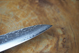 Sakai Jikko "Loco Damascus Black" Wa-Petty Knife VG10 Damascus Hammered Finish with Black Japanese Oak Handle (13.5cm)