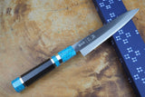 残心 Zan Shin REN (from Seki) - Blue Super steel Petty with Ebony & Blue Turquoise-colour handle 14.5cm