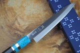 残心 Zan Shin REN (from Seki) - Blue Super steel Petty with Ebony & Blue Turquoise-colour handle 14.5cm