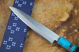 残心 Zan Shin REN (from Seki) - Blue Super steel Petty with Ebony & Blue Turquoise-colour handle 14.5cm