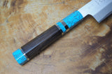 残心 Zan Shin REN (from Seki) - Blue Super steel Santoku with Ebony & Blue Turquoise-colour Handle  18cm