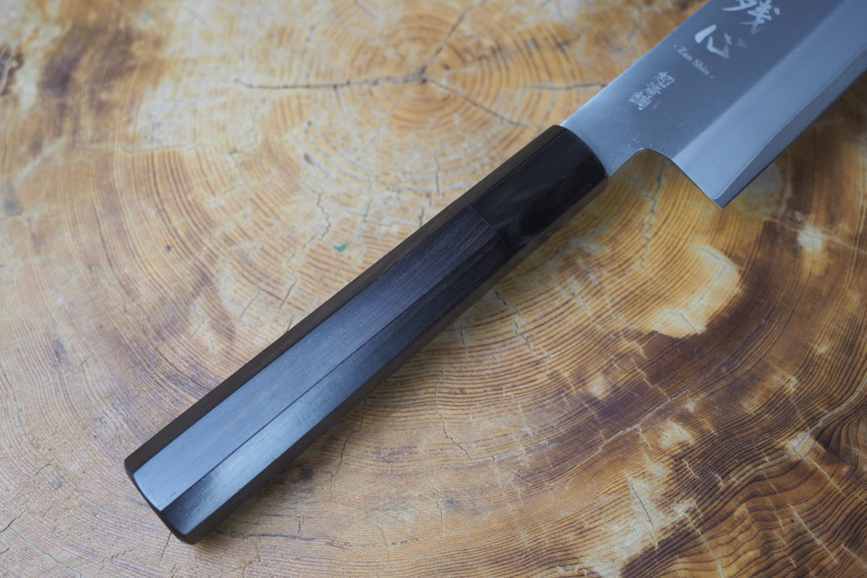 残心 Zan Shin REN (from Seki) - Blue Super steel Santoku with Ebony & Buffalo horn Handle 18cm