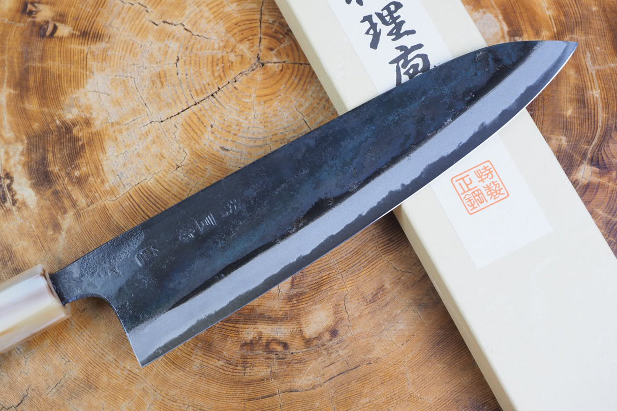 Tosa Tadayoshi (from Tosa) - Hand Forged Kurouchi White-1 steel Gyuto with Quince handle