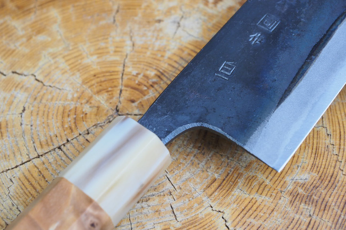 Tosa Tadayoshi (from Tosa) - Hand Forged Kurouchi White-1 steel Gyuto with Quince handle