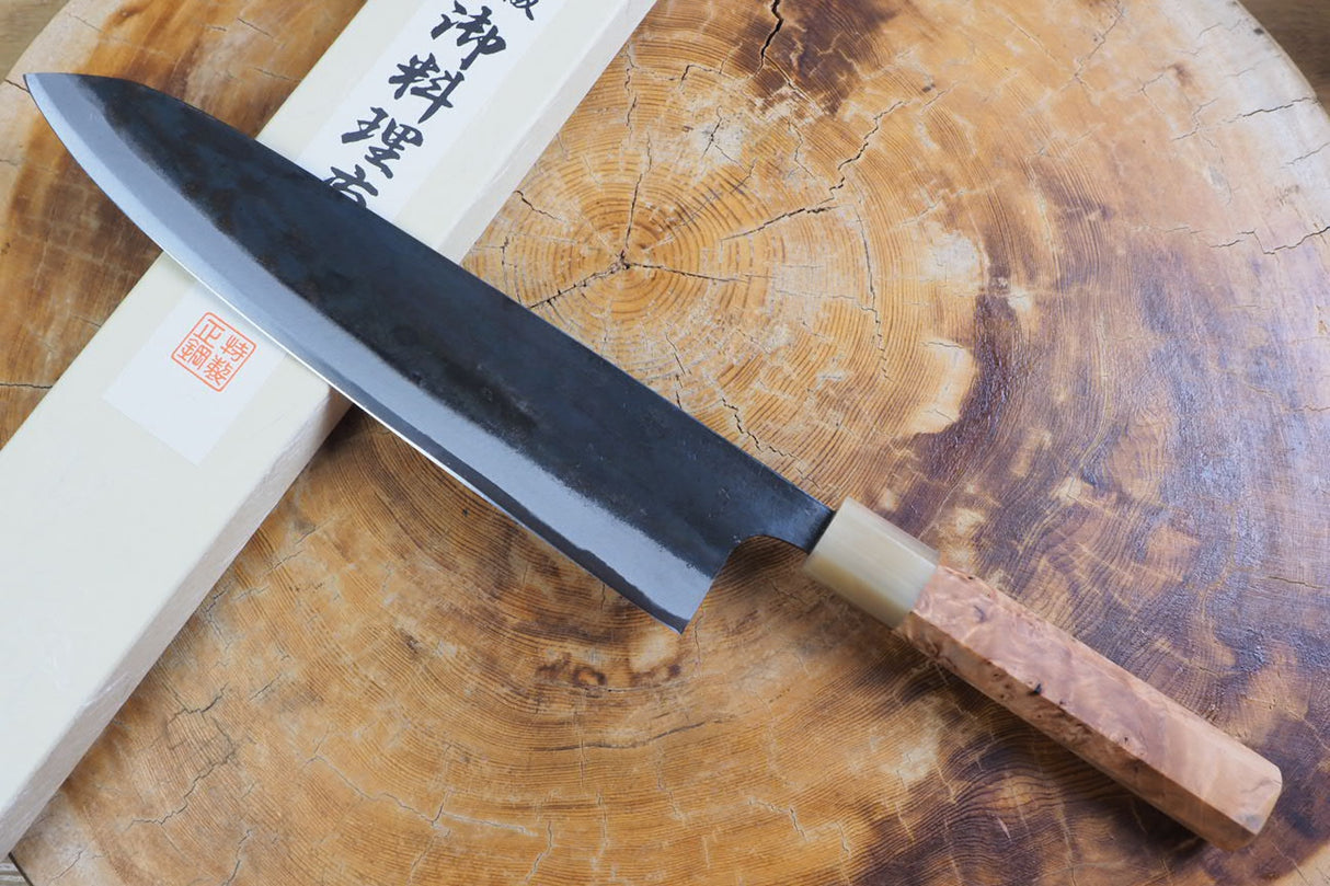 Tosa Tadayoshi (from Tosa) - Hand Forged Kurouchi White-1 steel Gyuto with Quince handle