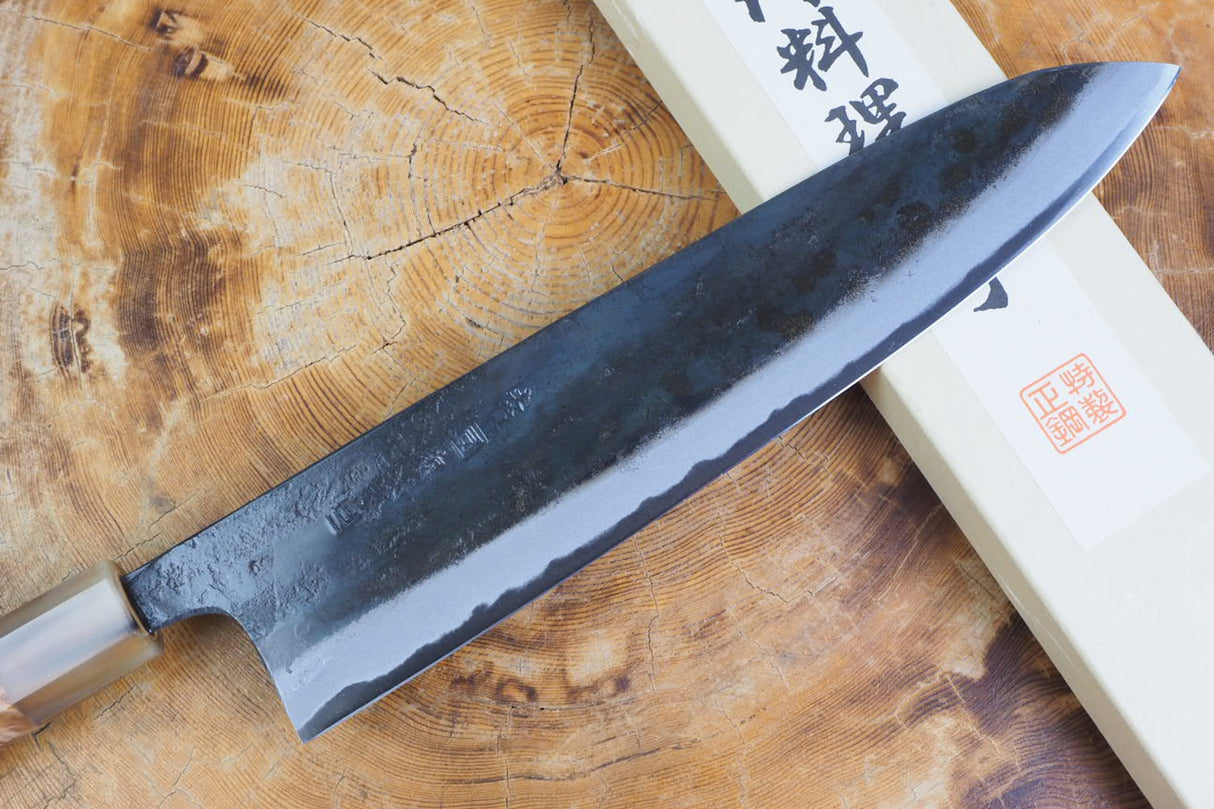 Tosa Tadayoshi (from Tosa) - Hand Forged Kurouchi White-1 steel Gyuto with Quince handle