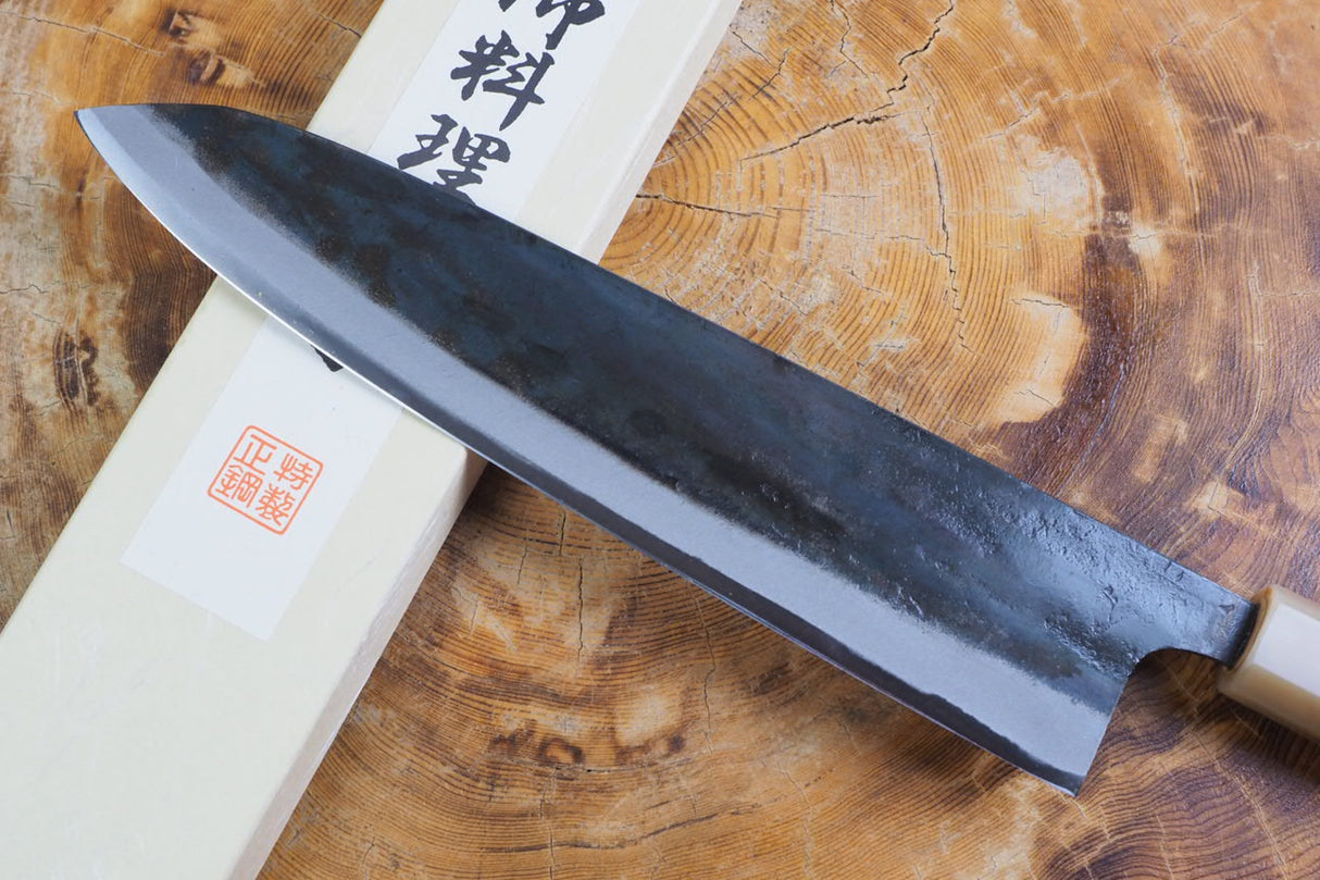 Tosa Tadayoshi (from Tosa) - Hand Forged Kurouchi White-1 steel Gyuto with Quince handle