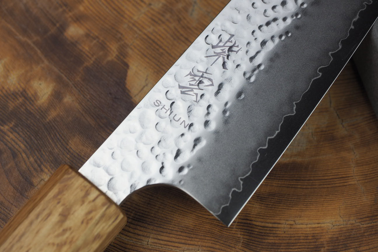 Seki Kanetsugu - Shiun Santoku Knife 17cm VG10 Steel with Burnt Lacquer Oak Handle